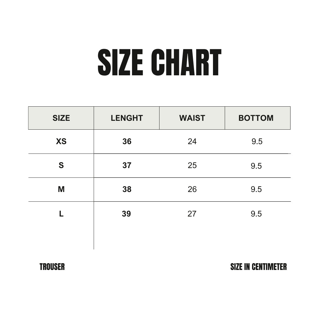 Size chart trouser