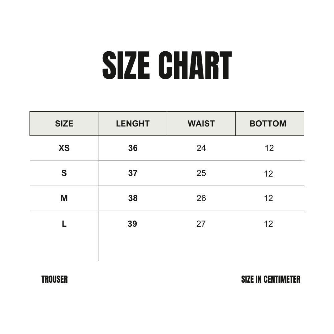 Size chart trouser