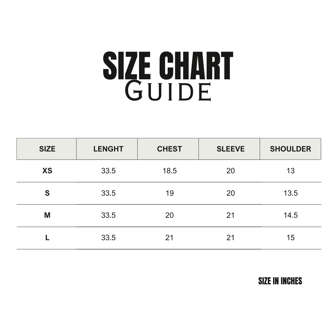 Size chart front